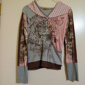 vintage Skinny Minnie hoodie shirt with pocket, women/junior Medium